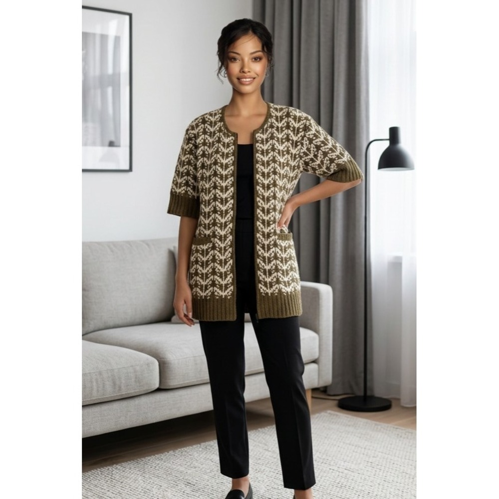 Chico's Cassandra Cape Cardigan Sweater Short Seeve NWT SZ 0/S/4 Wool Blend